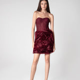 Maroon Off Shoulder Net Dress