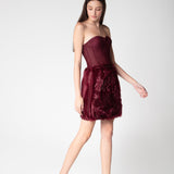 Maroon Off Shoulder Net Dress