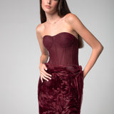 Maroon Off Shoulder Net Dress