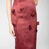 Crimson Rose Detailed Evening Dress