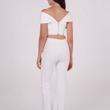 Draped White Off-Shoulder Corset