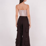 Peach Ruched Net Corset