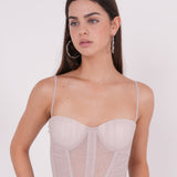 Peach Ruched Net Corset