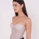 Peach Ruched Net Corset