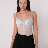 Asymmetric Silver Corset