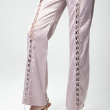 Mauve Chain-Detailed Pants