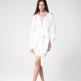 Rose Overlapped White Net Skirt