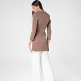 Mocha Elegance Blazer Cum Dress