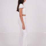 Draped White Off-Shoulder Corset