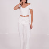 Draped White Off-Shoulder Corset