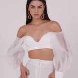 Ivory Organza Sleeve Top