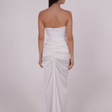 Pleated White Silk Dress
