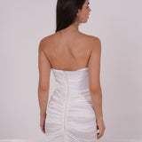 Pleated White Silk Dress