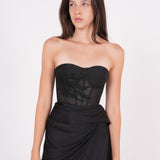 Embellished Black Net Bustier