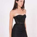 Embellished Black Net Bustier