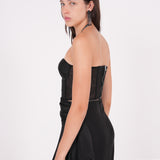 Embellished Black Net Bustier