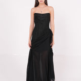 Long Black Draped Dress
