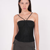 Long Quilted Black Corset