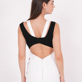 Asymmetric Black & White Mini Dress