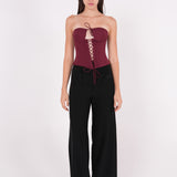 Maroon Front-Tied Corset