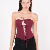 Maroon Front-Tied Corset