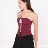 Maroon Front-Tied Corset