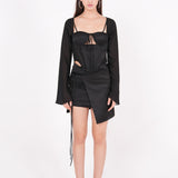 Long Sleeved Chiffon Corset