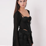Long Sleeved Chiffon Corset
