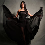 Shruti Haasan in Long Black Draped Dress
